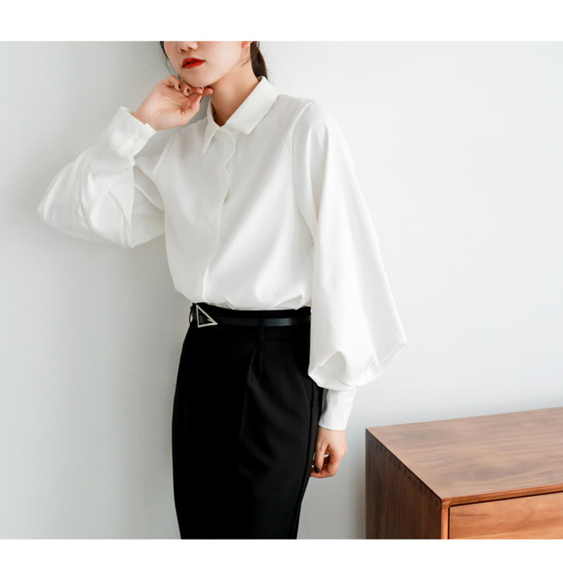 Fashion Lantern Sleeve Solid Women Blouse Tops Casual Cardigan Elegant Shirts Female Clothes Blusas Mujer 8026 50 210508