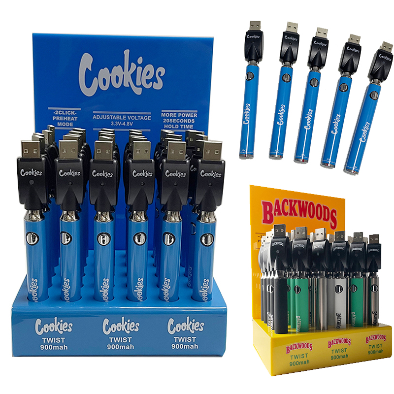 Cookies Backwoods Twist Preheating Battery Variable Voltage 900mAh 510 Thread Batteries Bottom Adjustable 30pcs Display Box
Cookies Backwoods Twist Preheating Battery Variable Voltage 900mAh 510 Thread Batteries Bottom Adjustable 30pcs Display Box