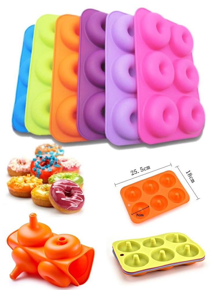 6-cavity silicone donut pan-cooked meal mould non-stick food mold dishwasher decoration reusable kitchen accessories