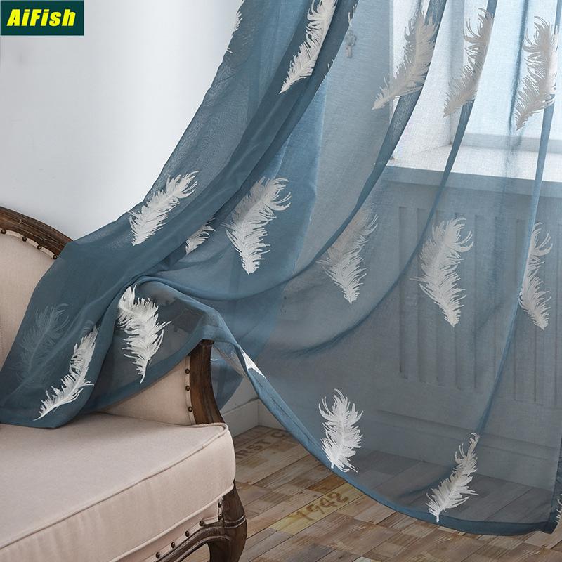 White Feather 3D Embroidered Window Tulle Curtains For Living Room Bedroom Modern Blue Sheer Embroidery Voile Rideau 5 Curtain & Drapes
White Feather 3D Embroidered Window Tulle Curtains For Living Room Bedroom Modern Blue Sheer Embroidery Voile Rideau 5 Curtain & Drapes