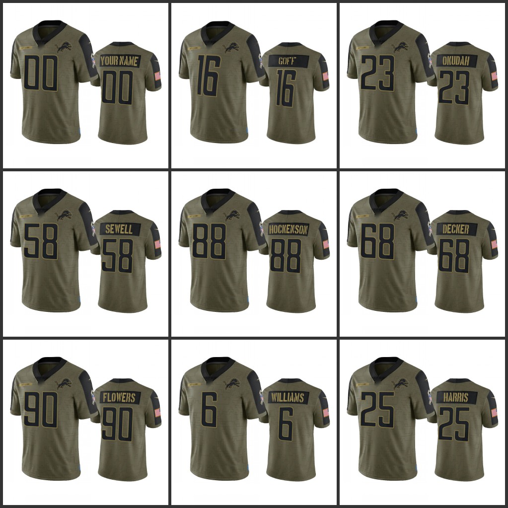 Detroit''Lions''Men #16 Jared Goff 90 Trey Flowers 23 Jeff Okudah 88 T.J. Hockenson Custom Women Youth Olive 2021 Salute To Service Limited Jersey
Detroit''Lions''Men #16 Jared Goff 90 Trey Flowers 23 Jeff Okudah 88 T.J. Hockenson Custom Women Youth Olive 2021 Salute To Service Limited Jersey