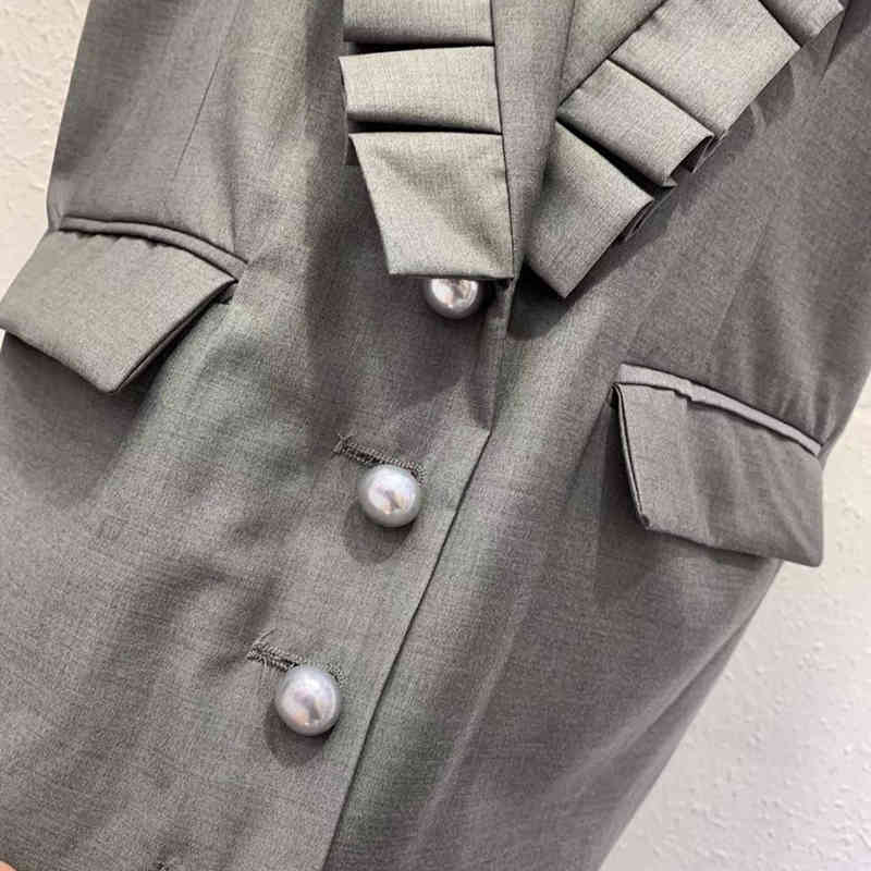 Elegant Solid Coat For Women Notched Sleeveless Patchwork Hollow Out Backless Slim Coats Female Spring Fashion 210524