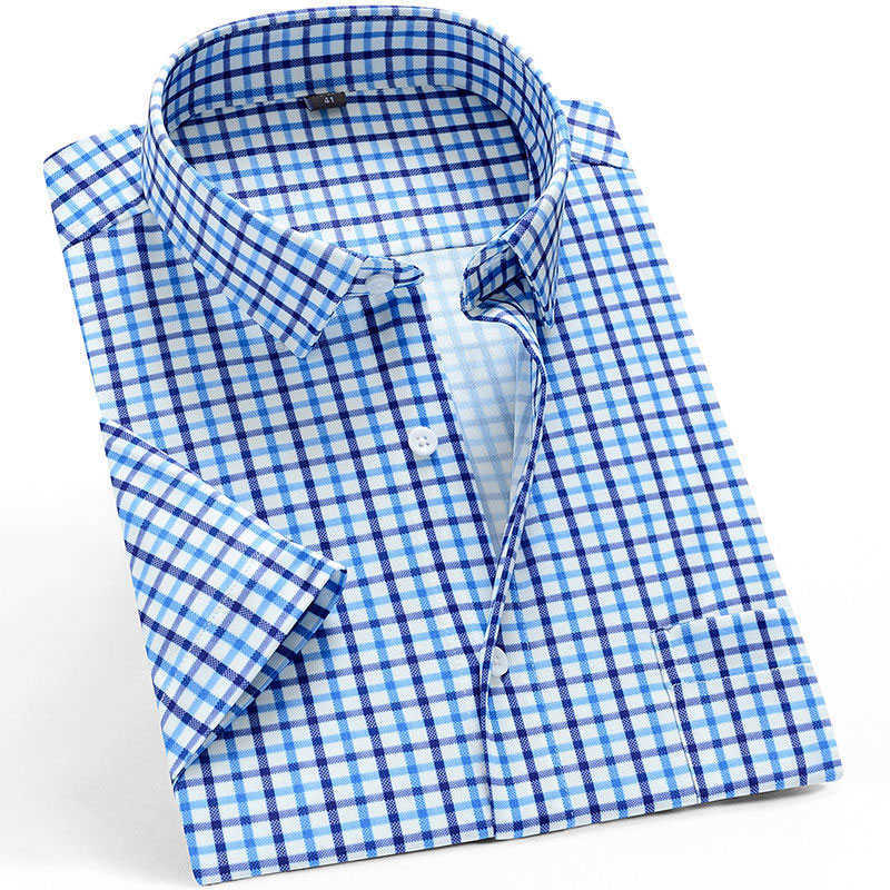 Summer Men's Short Sleeve Casual Shirt Printed Floral Plaid Striped Fashion Breathable Soft Business Dress Plus Size 210721