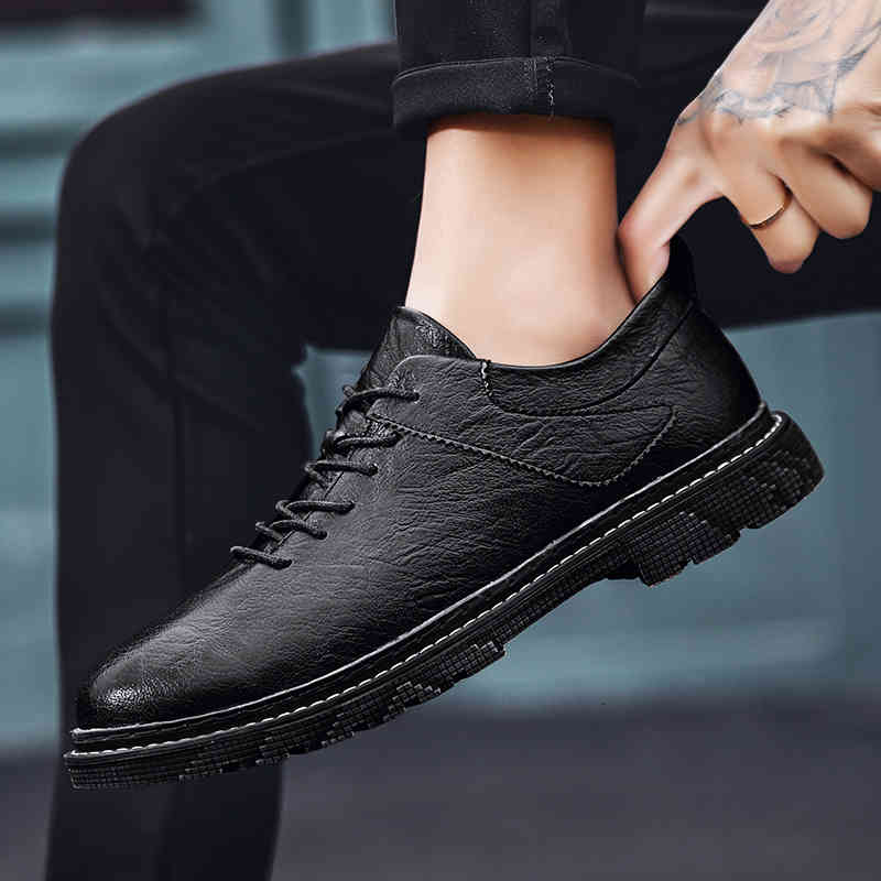 dress shoes men casual spring autumn split leather thick shoes wear-resistant lace up british style men's outdoors dg3p, Black
dress shoes men casual spring autumn split leather thick shoes wear-resistant lace up british style men's outdoors dg3p, Black