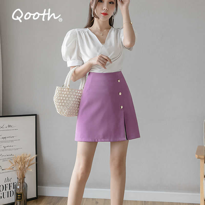 Qooth Office Lady Preppy Mini Skirts Summer Autumn Split Hem Plus Size XXL A Line Skorts With Button 3 Colors QT076 210609, Purple
Qooth Office Lady Preppy Mini Skirts Summer Autumn Split Hem Plus Size XXL A Line Skorts With Button 3 Colors QT076 210609, Purple