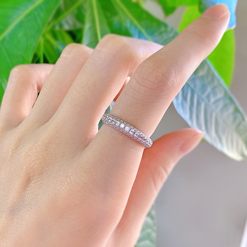 Eternity Micro Pave Moissanite Dia Ring Sterg Sier Wedding Band Rings for Women Men Promise Jewelry engagement rings