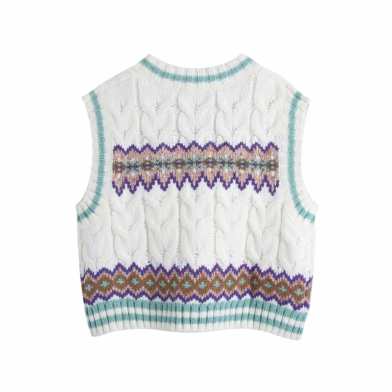 Streetwear Women Striped Sweaters Vest Fashion Ladies V-Neck Knitted Tanks Causal Female Chic Twist Pullovers 210430