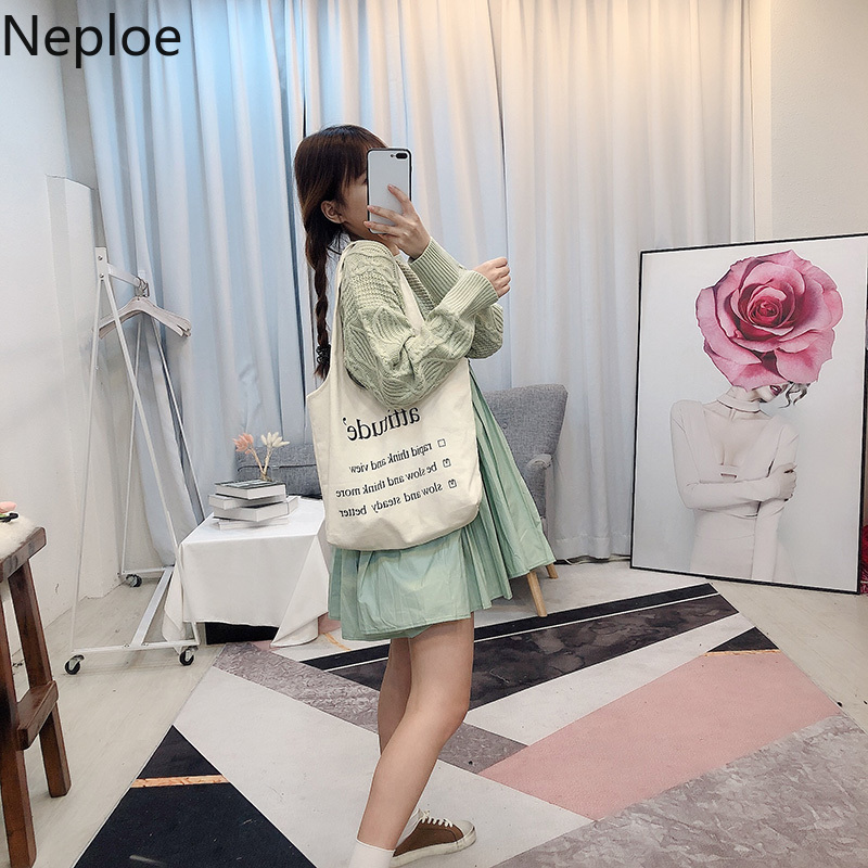 Neploe Chic Woman Dress Fashion Patchwork Knitted Pleated Vestidos O-neck Long Sleeve Loose Casual Robe Dresses Women 4G234 210422