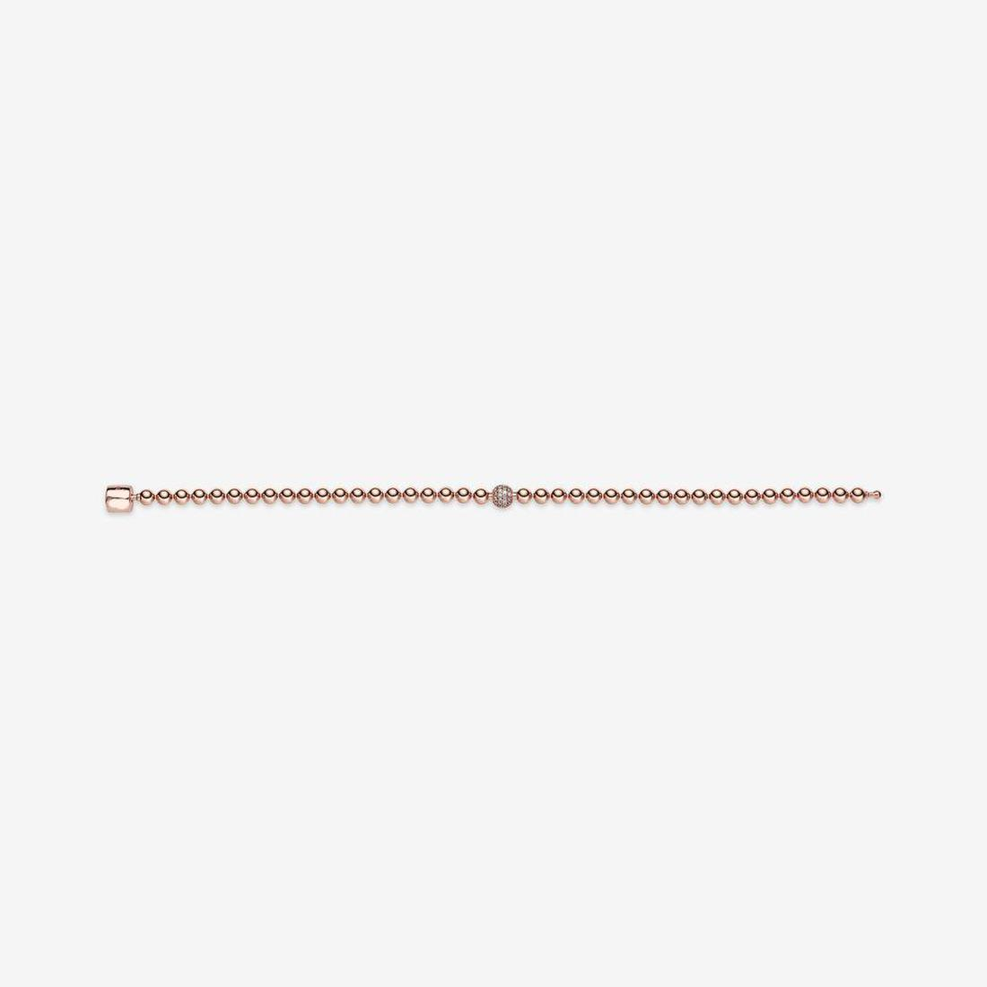 Fine jewelry Authentic 925 Sterling Silver Bead Fit Charm Bracelets Rose Gold Beads & Pave Bracelet Safety Chain Pendant DIY beads