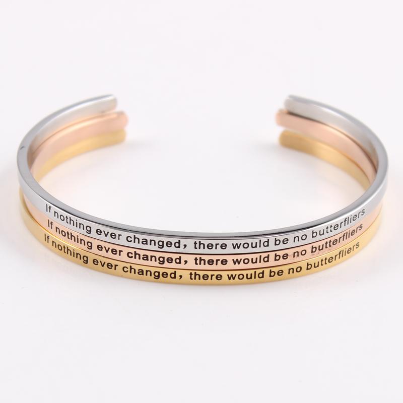 Bangle If Nothing Ever Changed, There Would Be No Butterfliers Mantra Bracelets Stainless Steel Handmade Gift
Bangle If Nothing Ever Changed, There Would Be No Butterfliers Mantra Bracelets Stainless Steel Handmade Gift