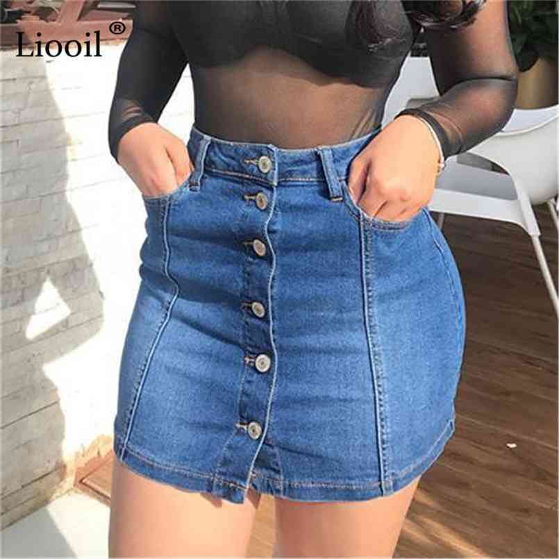 Liooil Cotton Denim Button Up High Waist Pencil Skirts Women With Pockets Autumn Streetwear Blue Sexy Bodycon Mini Skirt 210702
Liooil Cotton Denim Button Up High Waist Pencil Skirts Women With Pockets Autumn Streetwear Blue Sexy Bodycon Mini Skirt 210702