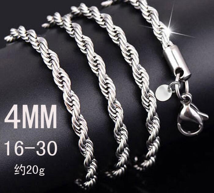 925 Sterling Silver necklace 16/18/20/22/24 Inch 4mm Twisted Rope Chain Necklace For Women Man Fashion Wedding Charm Jewelry GC608
