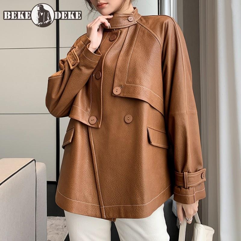 Women's Leather & Faux Fashion Stand Collar Genuine Cargo Jacket Women Korean Style Female Casual Outerwear Designer Vintage Sheepskin Coat, Black
Women's Leather & Faux Fashion Stand Collar Genuine Cargo Jacket Women Korean Style Female Casual Outerwear Designer Vintage Sheepskin Coat, Black