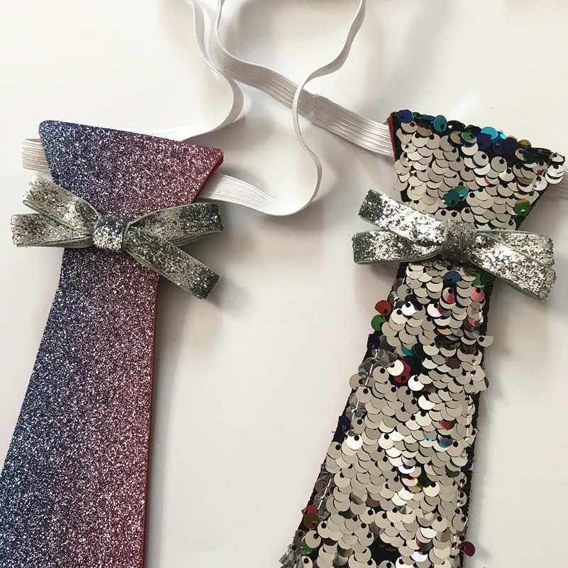 Flipped Cosplay Props Children Unisex Shiny Sequin Tied Necktie Men Women Party Magic Show Circus Bow Tie DH0540 T03 Free shipping