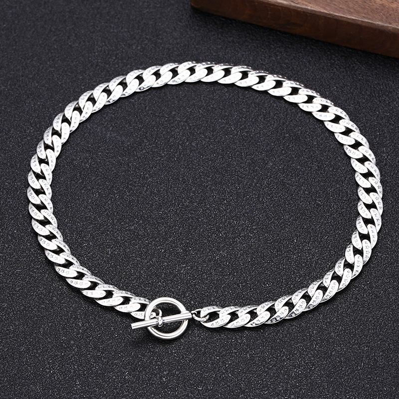 925 sterling silver thick link chain men's necklaces with toggle American European Hip-hop handmade designer punk gothic antique luxury jewelry a