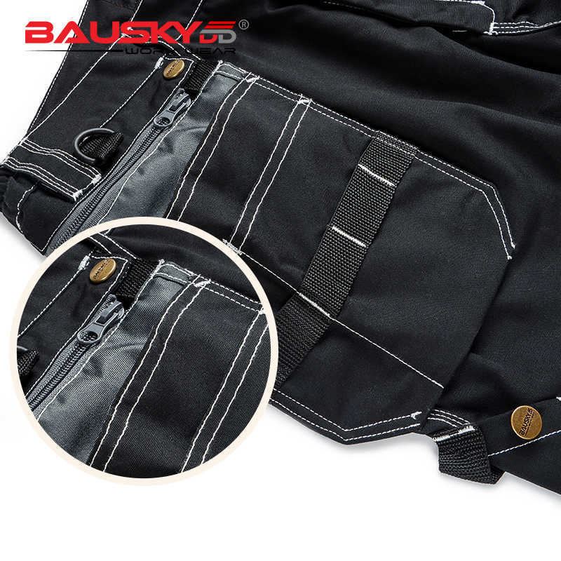 Bauskydd Working Clothes Men's Black Workwear Pants Multi Pockets Working Uniforms Pockets For Tools 210810