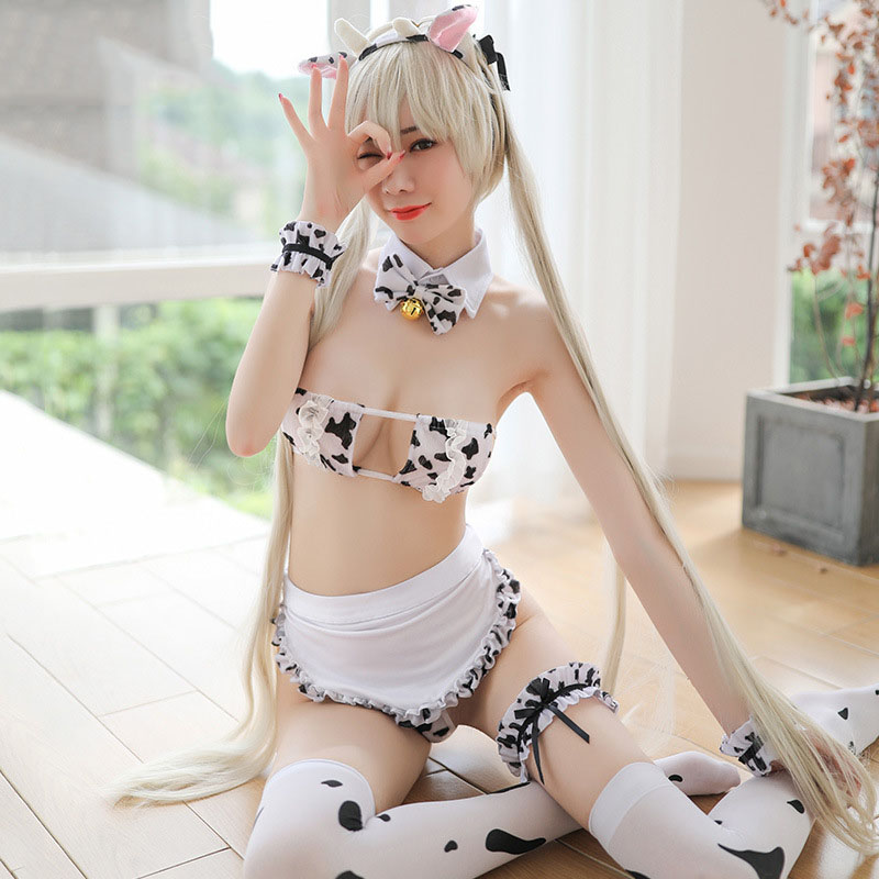Japanese Women Anime Mik Cow Maid ingerie Set Sexy Cospay Costume Cute Underwear Bra and Panty Stockings Apron Bikini Set, Beige
Japanese Women Anime Mik Cow Maid ingerie Set Sexy Cospay Costume Cute Underwear Bra and Panty Stockings Apron Bikini Set, Beige