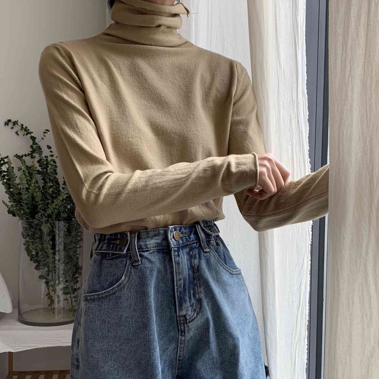 stretch women turtleneck pullovers soft sweaters primer shirt long sleeve korean slim fit tight sweater autumn winter solid, White;black
stretch women turtleneck pullovers soft sweaters primer shirt long sleeve korean slim fit tight sweater autumn winter solid, White;black