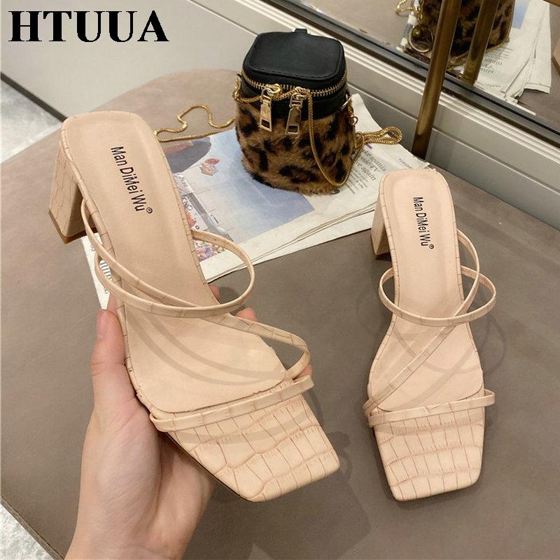 Slippers HTUUA Crocodile Pattern Square Toe Women Narrow Band Cross-tie Ladies Sandal Solid High Heel Slides Summer Shoes SX3851, Black
Slippers HTUUA Crocodile Pattern Square Toe Women Narrow Band Cross-tie Ladies Sandal Solid High Heel Slides Summer Shoes SX3851, Black