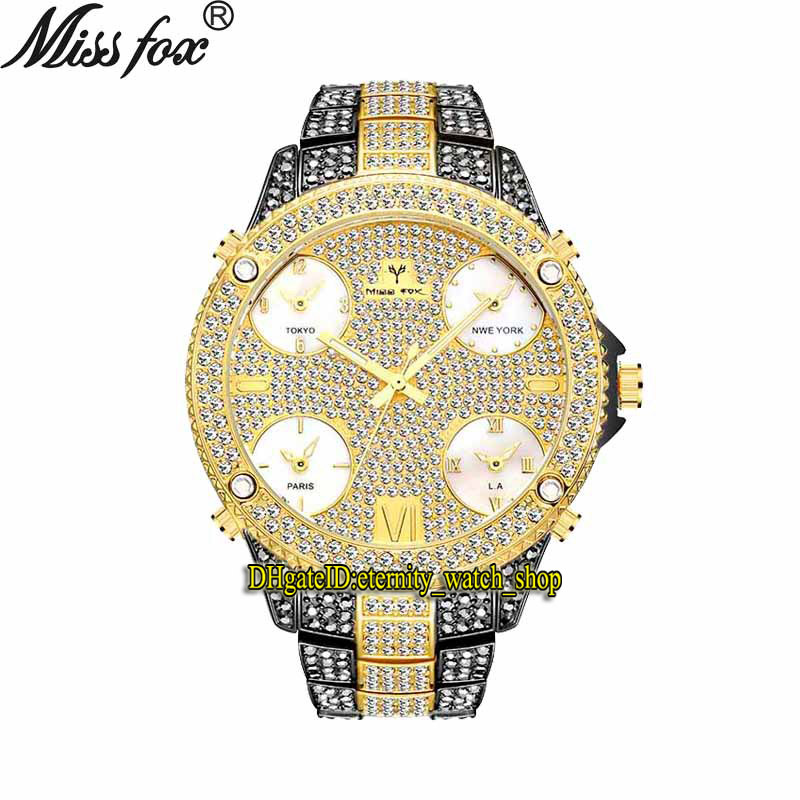MISSFOX eternity V305 Hip hop Fashion Mens Watches 51MM CZ Diamond inlay Multi Dial Quartz Movement Men Watch Iced Out Diamonds Bezel Alloy Case Black Gold Bracelet, 96 (3)
MISSFOX eternity V305 Hip hop Fashion Mens Watches 51MM CZ Diamond inlay Multi Dial Quartz Movement Men Watch Iced Out Diamonds Bezel Alloy Case Black Gold Bracelet, 96 (3)