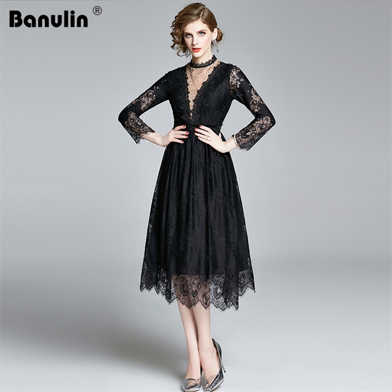Banulin Runway Lace Dress Women Black Dot Mesh Hollow Out Summer Backless Midi Long Sleeve Party Designer 210603
Banulin Runway Lace Dress Women Black Dot Mesh Hollow Out Summer Backless Midi Long Sleeve Party Designer 210603