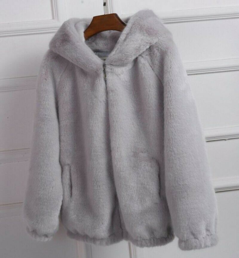 Wonder Winter Casual Fur Jacket Outwear Faux Rabbit Hooded Coat Vintage Thick Warm Jackets Parkas 210510