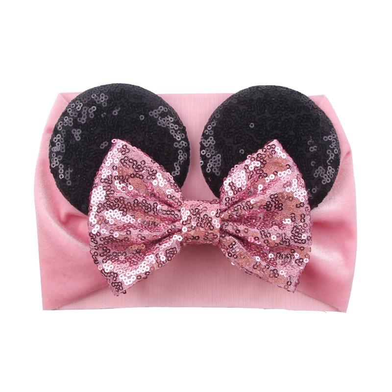 2022 new Baby Velvet Hair Belt Solid Color Hairpin Baby Sequin Glitter Big Bow Clips Mouse Ear Wide Boutique Headband Baby Girl