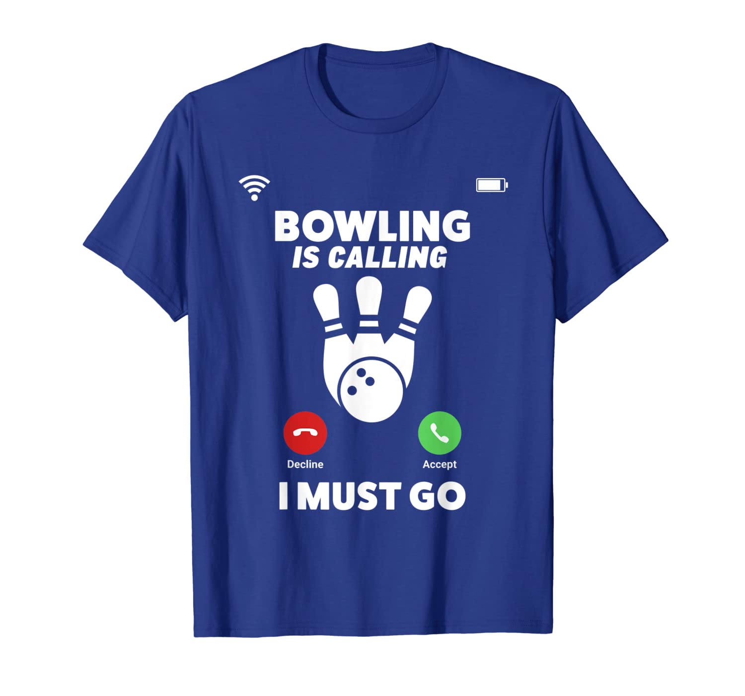 bowling is calling i must go funny phone screen shirt, White;black