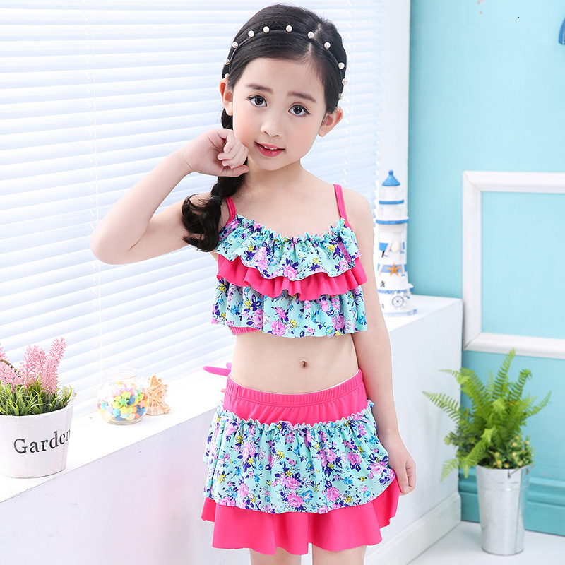 Girls' Korean Little Princess Spring Children's Split Bikini Striped Baby Swimsuit