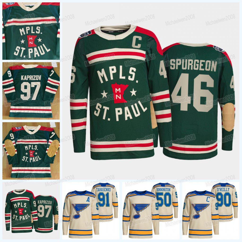 2022 Winter Classic Jersey Minnesota Wild Kirill Kaprizov Ryan O'Reilly Vladimir Tarasenko Jared Spurgeon Mats Zuccarello Matt Dumba Kevin Fiala Binnington, Blank no name no number