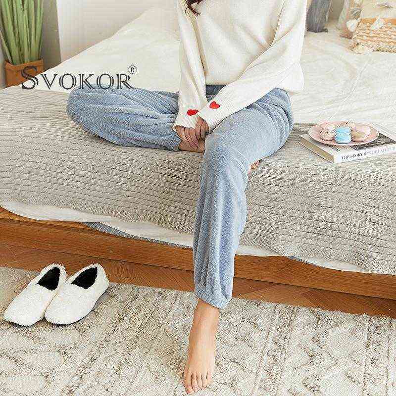SVOKOR Warm Fleece Pants Women's Casual Home Trousers Coral Loose Comfortable Plush Autumn Winter Female Clothes 211115