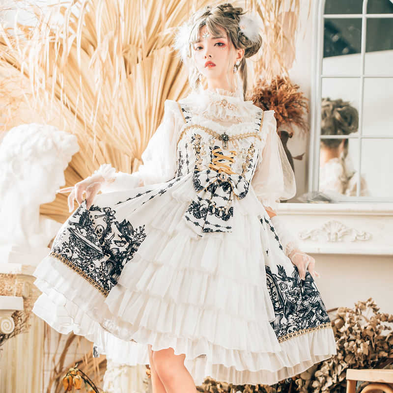 Lolita Dres Pattern Printing Role-playing Costumes Gothic JKS Spaghetti Strap Cosplay Kawaii Japanese Costume 210604, Black
Lolita Dres Pattern Printing Role-playing Costumes Gothic JKS Spaghetti Strap Cosplay Kawaii Japanese Costume 210604, Black