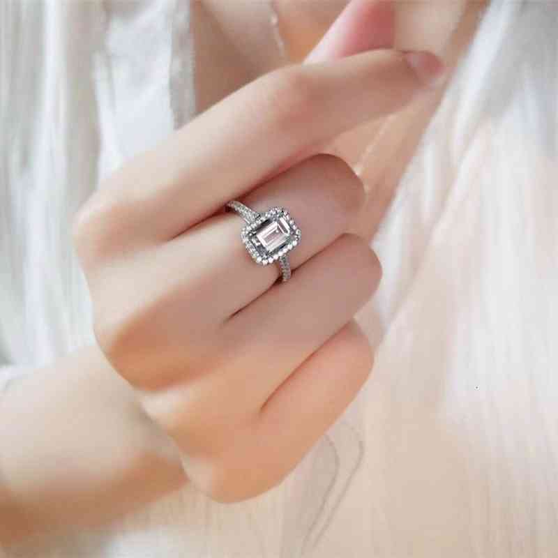Emerald Cut 2ct Diamond Cz Ring 925 Sterling Silver Promise Engagement Wedding Band Rings for Women Gemstones Party Jewelry Gift