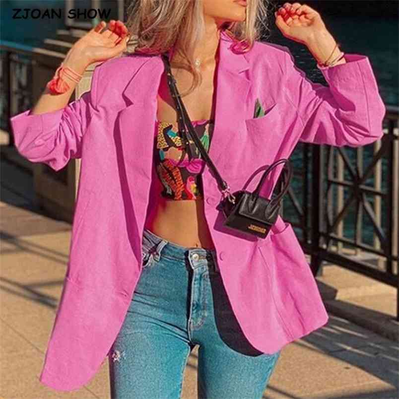 Spring summer Free style Center Buttons Thin Cotton BF Blazer Boyfriend Vintage Women Mid Long Suit Coat Loose Female 210429, Pink
Spring summer Free style Center Buttons Thin Cotton BF Blazer Boyfriend Vintage Women Mid Long Suit Coat Loose Female 210429, Pink