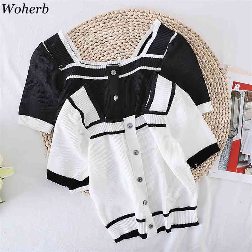 Cardigan Knitted Women Summer Square Neck Backless Short Sleeve Sweater Korean Slim Fit Contrast Color Basic Jumper Tops 210519, Black
Cardigan Knitted Women Summer Square Neck Backless Short Sleeve Sweater Korean Slim Fit Contrast Color Basic Jumper Tops 210519, Black