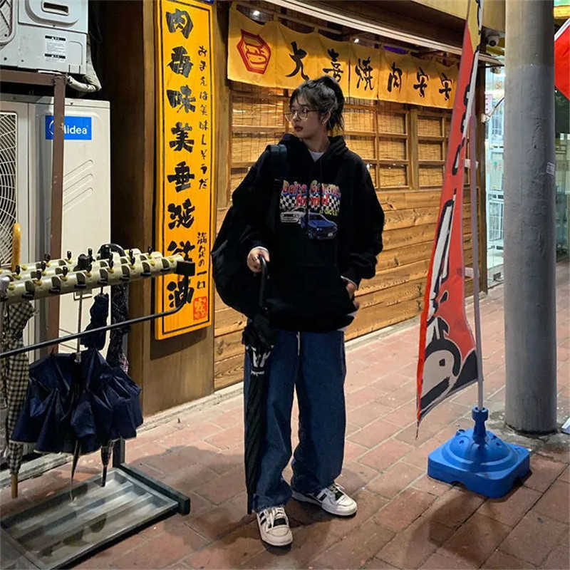 Baggy Streetwear Harajuku Wide Leg Cargo Pockets Jean Casual High Waist Goth Aesthetic Korean Punk Denim Trousers Female 210809