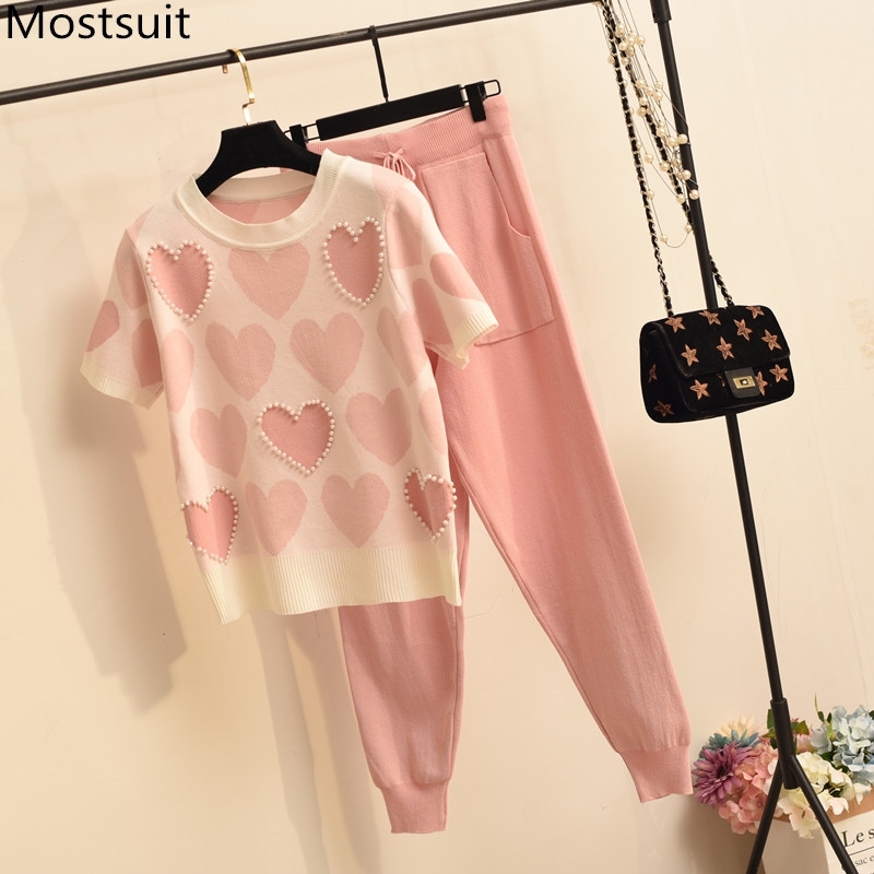 Summer Knitted Fashion Two Piece Sets Outfits Women Pearl Beading Tops + Pants Suits Casual Elegant Korean Ladies 2 Pcs Set 210518, Blue
Summer Knitted Fashion Two Piece Sets Outfits Women Pearl Beading Tops + Pants Suits Casual Elegant Korean Ladies 2 Pcs Set 210518, Blue