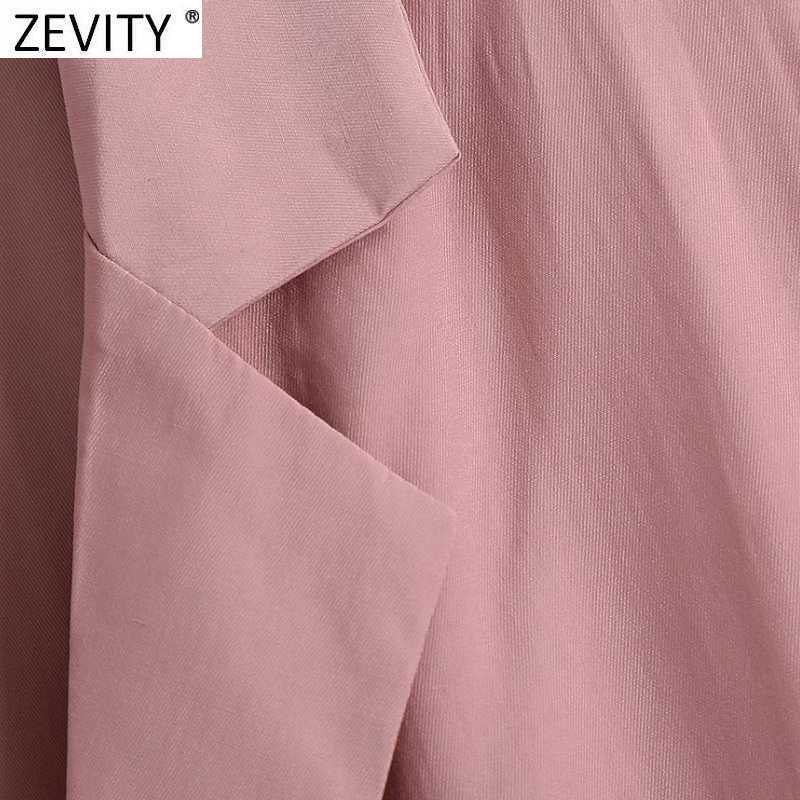Zevity Women Fashion Notched Collar Loose Smock Blouse Office Lady Long Sleeve Business Shirts Chic Femininas Blusas Tops LS9221 210603