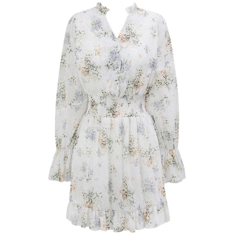 Fashion retro Korean printed floral chiffon V-neck women's mini skirt with ruffled waist and thin short dress 210520, Beige
Fashion retro Korean printed floral chiffon V-neck women's mini skirt with ruffled waist and thin short dress 210520, Beige