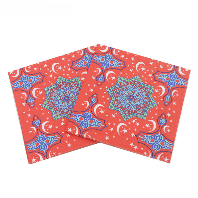 Ramadan Party Napkin Square 20pcs/lot Disposable Tissue Paper Eid barak Happy Ramadans Event Celebration Tableware Decoration GGA4688 Free shipping