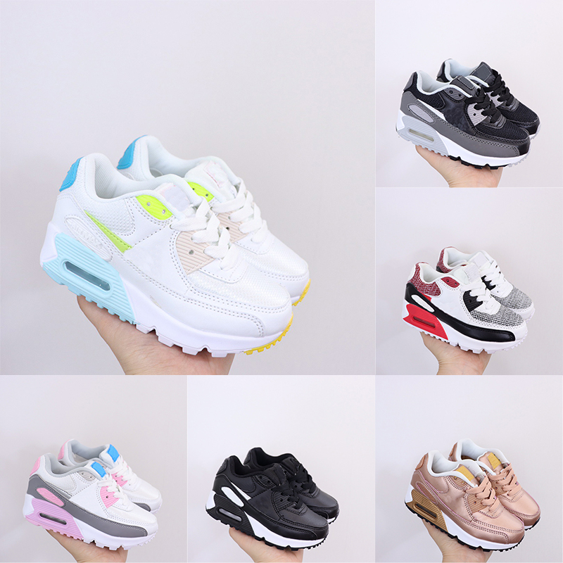 

AM 90 Running Shoes Hyper Blue Teal Little Kids Shoe Light Smoke Grey Pink Metallic Silver Triple White Aurora Green Volt Barely Sneakers, 10