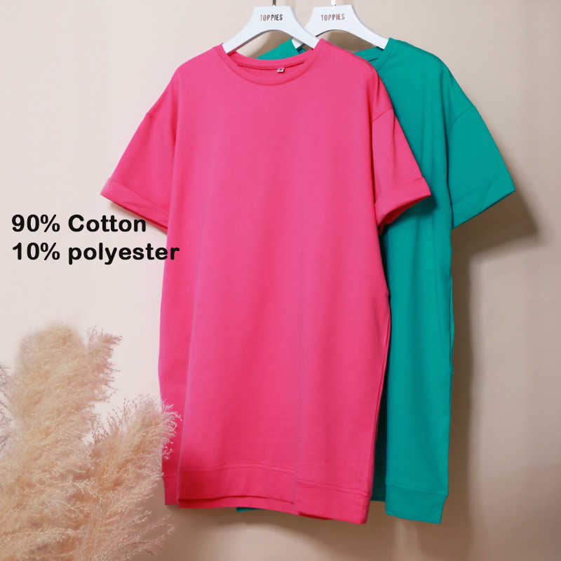 Toppies Fashion Sweatshirt Dress robe femme Woman Short Sleeve Straight Mini Dress Loose Blouses Solid Color 210630