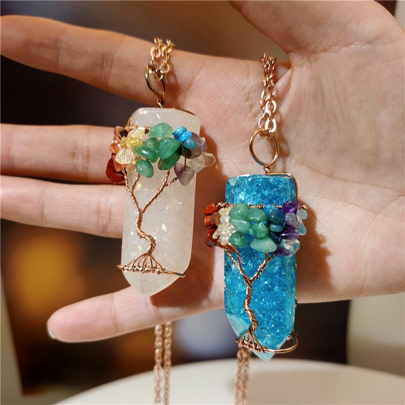 Pendant Necklaces 1pcs Plastic Resin Necklace Handmade 7 Chakra Tree Of Life Crushed Stone Jewelry Drop
Pendant Necklaces 1pcs Plastic Resin Necklace Handmade 7 Chakra Tree Of Life Crushed Stone Jewelry Drop