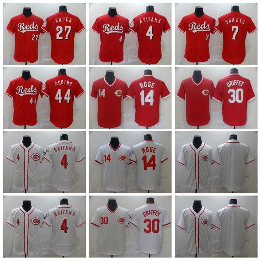 Men Baseball 4 Shogo Akiyama Jersey 44 Aristides Aquino 7 Eugenio Suarez 27 Tyler Naquin 30 Ken Griffey 14 Pete Rose Cooperstown Red White Flexbase Cool Base Pullover, Blank white
Men Baseball 4 Shogo Akiyama Jersey 44 Aristides Aquino 7 Eugenio Suarez 27 Tyler Naquin 30 Ken Griffey 14 Pete Rose Cooperstown Red White Flexbase Cool Base Pullover, Blank white