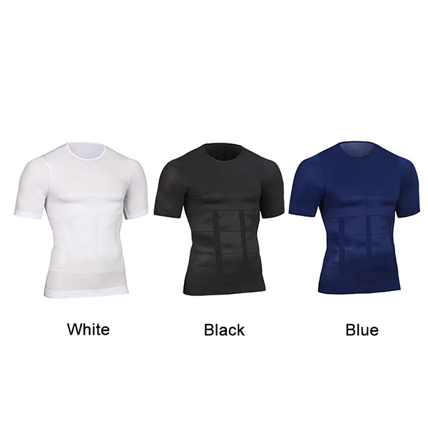 Men's Slimming Shaper Posture Corrector Compression T-Shirts Tummy Control Body Building Fat Burnning Chest Corset 210324Z