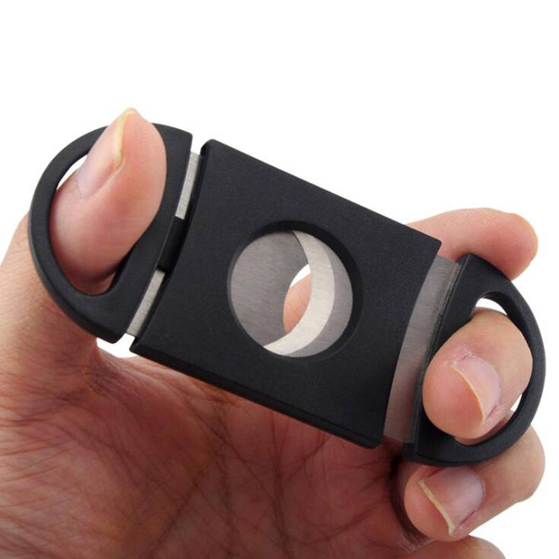 Plastic Stainless Steel Double Blades Cigar Cutter Knife Scissors Cigar Accessories Stainless Steel Cigar tools7816350
