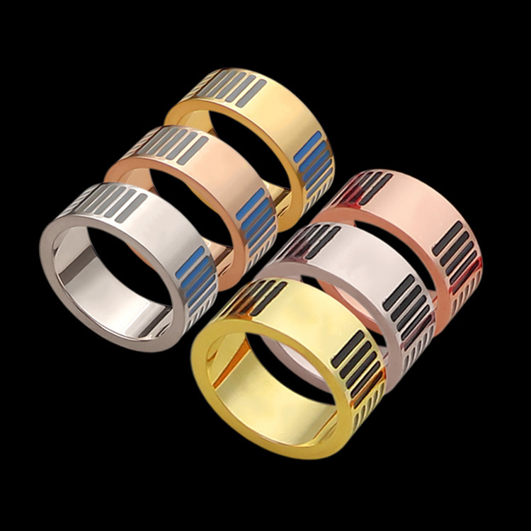 Top Quality Lover Women Designer Ring Grey Yellow Blue Striped Oil Drop Gold Plated Luxurious Letter Titanium Steel Engagement Rings Fashion Jewelry
Top Quality Lover Women Designer Ring Grey Yellow Blue Striped Oil Drop Gold Plated Luxurious Letter Titanium Steel Engagement Rings Fashion Jewelry