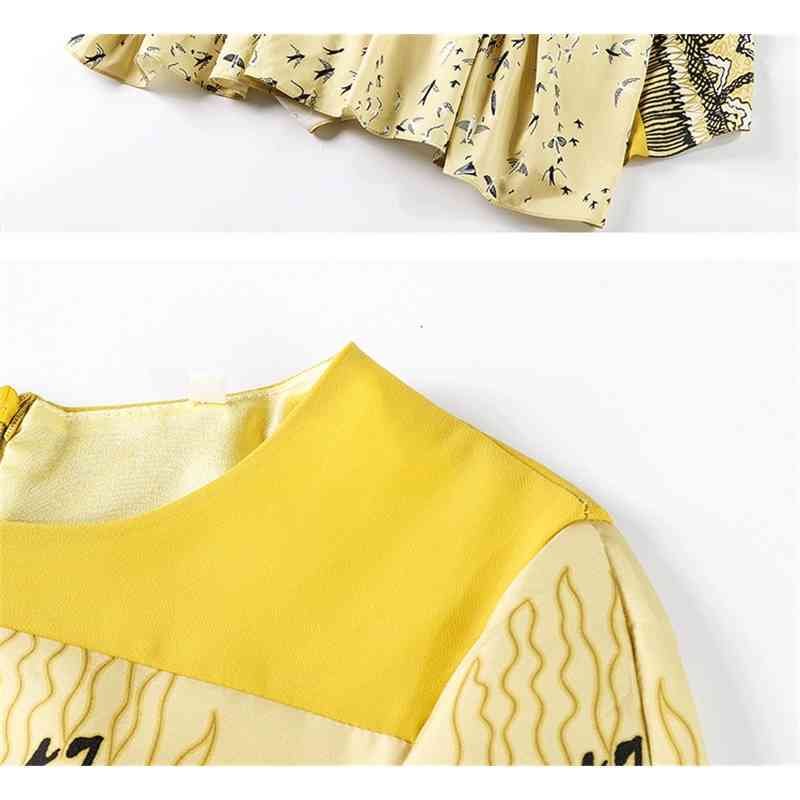 Summer Fashion Runway Dress Women's Long Sleeve Casual Printed Vacation vestidos 210522
