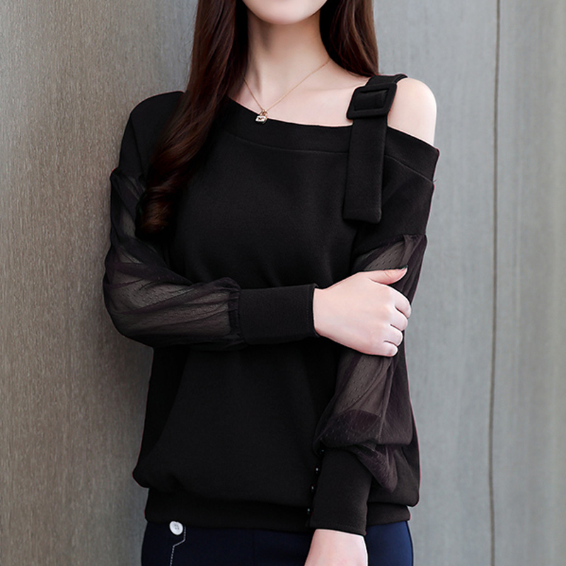Spring long sleeve shirt women Fashion Women blouses New sexy off shoulder top solid blouses Shirts clothing female 902B3 210317