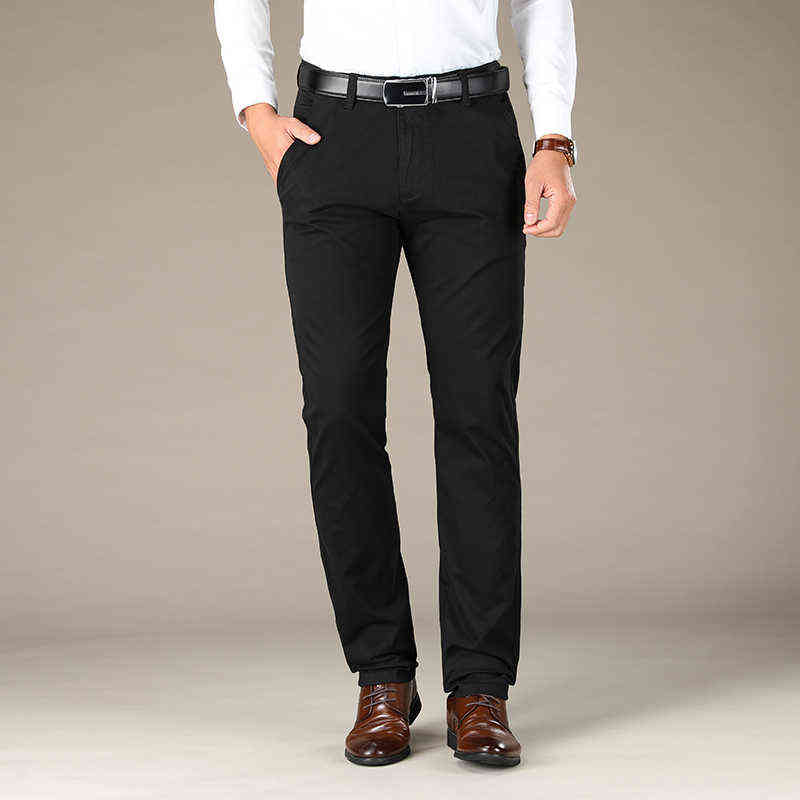 Mens Pants Cotton Straight 4 color Plus size pant suit 42 44 velvet High Quality Stretch male man long 211112